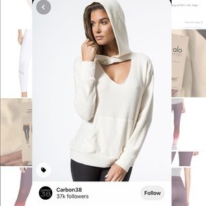 LNA Carbon38 Brushed Cutout Hoodie in Eggnog